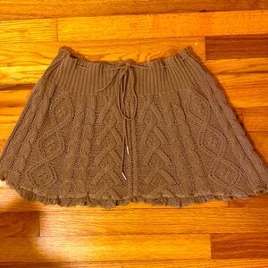 Brown Cable Knit Sweater Mini Skirt - Size 2, 4